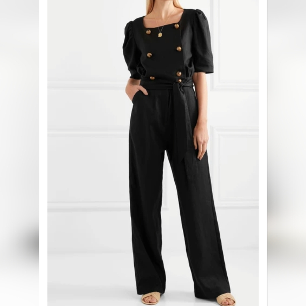 Lisa Marie Fernandez Linen Black  Jumpsuit---with Pockets!
